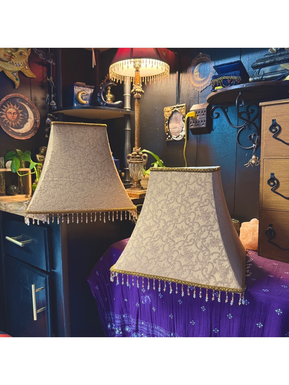 Vintage Beaded Fringe Matching Lampshades